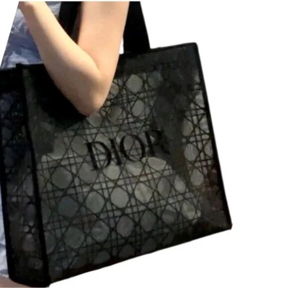 Dior Black Double Mesh GWP Tote Bag NEW OS - Picture 1 of 3